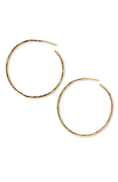 Argento Vivo Thick Flat Edge Hoop Earrings In Gold Vermeil