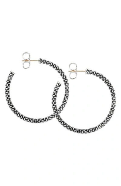 Shop Lagos Medium Caviar Hoop Earrings In Sterling Silver