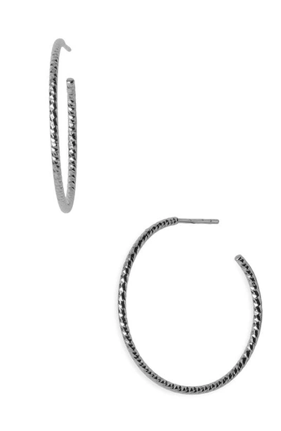 Shop Argento Vivo Textured Hoop Earrings In Sterling Silver