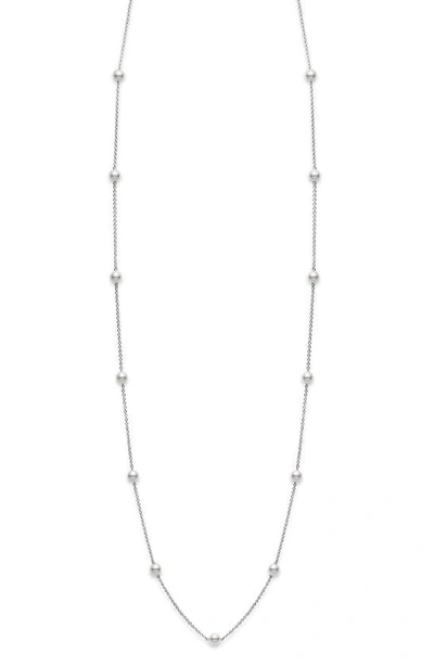 Shop Mikimoto Akoya Pearl Station Necklace In White Gold