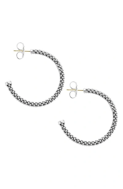 Shop Lagos Caviar Hoop Earrings In Sterling Silver