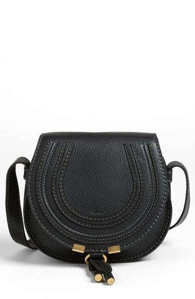 Shop Chloé Small Marcie Crossbody Bag In Black Gold Hrdwre