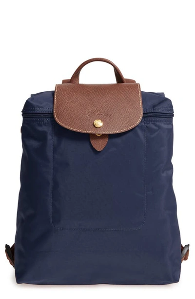 Shop Longchamp Le Pliage Nylon Canvas Backpack In Navy