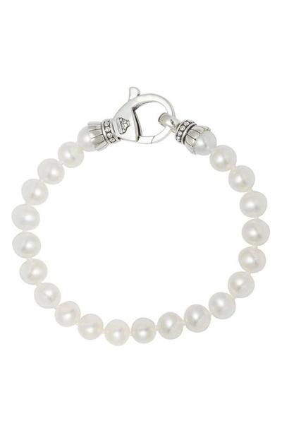 Lagos Sterling Silver Luna Pearl Bracelet In Silver/ Pearl