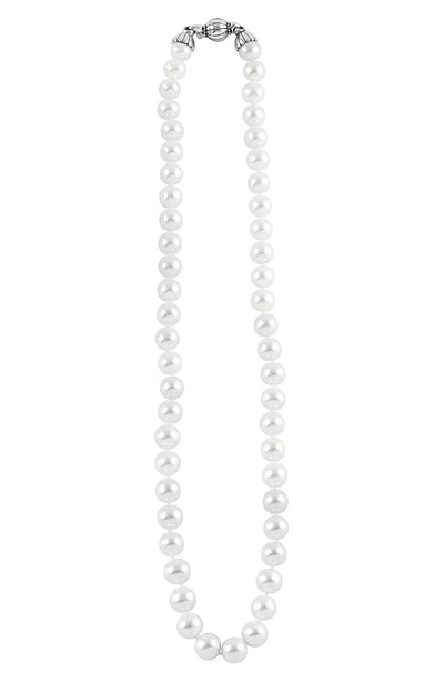 Shop Lagos 'luna' 10mm Pearl Necklace In Silver/ Pearl