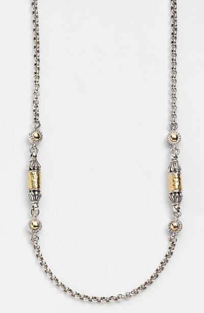 Shop Konstantino 'classics' Two-tone Hammered Station Necklace In Silver/ Gold