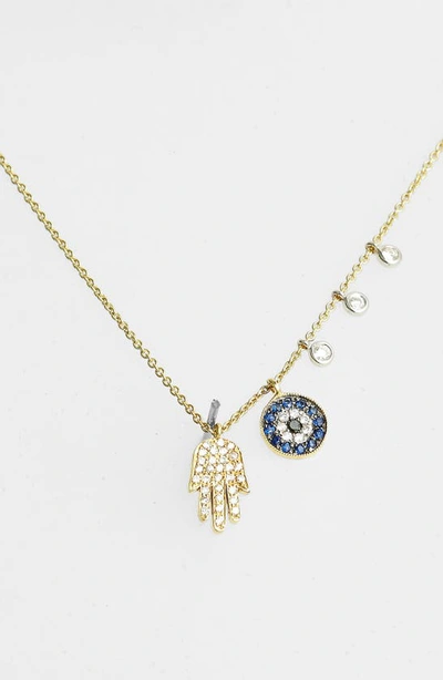 Shop Meira T Desert Infusion Diamond & Sapphire Pendant Necklace In Yellow Gold/ Blue Sapphire
