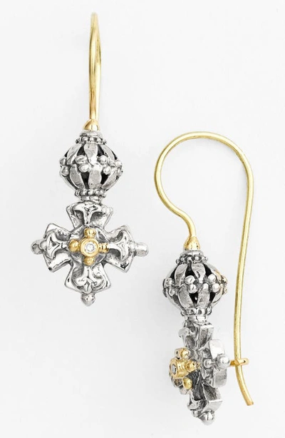 Shop Konstantino 'classics' Diamond Maltese Cross Drop Earrings In Silver/ Gold