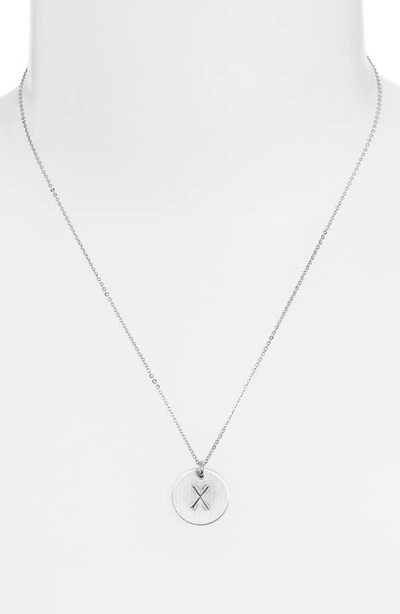 Shop Nashelle Sterling Silver Initial Disc Necklace In Sterling Silver X