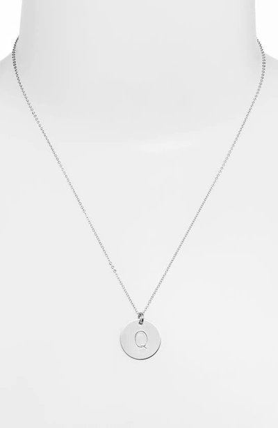 Shop Nashelle Sterling Silver Initial Disc Necklace In Sterling Silver Q