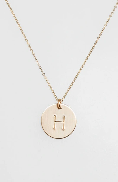 Shop Nashelle 14k-gold Fill Initial Disc Necklace In 14k Gold Fill H