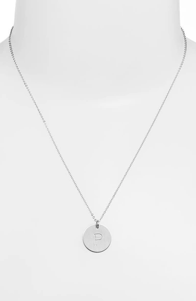 Shop Nashelle Sterling Silver Initial Disc Necklace In Sterling Silver P