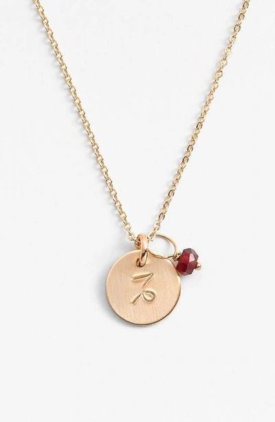 Shop Nashelle 14k-gold Fill & Semiprecious Birthstone Zodiac Mini Disc Necklace In Capricorn