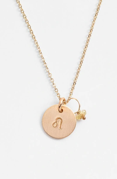 Shop Nashelle 14k-gold Fill & Semiprecious Birthstone Zodiac Mini Disc Necklace In Leo