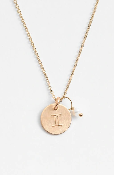 Shop Nashelle 14k-gold Fill & Semiprecious Birthstone Zodiac Mini Disc Necklace In Gemini