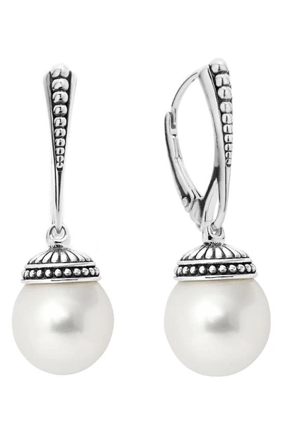 Shop Lagos Luna Freshwater Pearl Drop Earrings In Silver/ Pearl