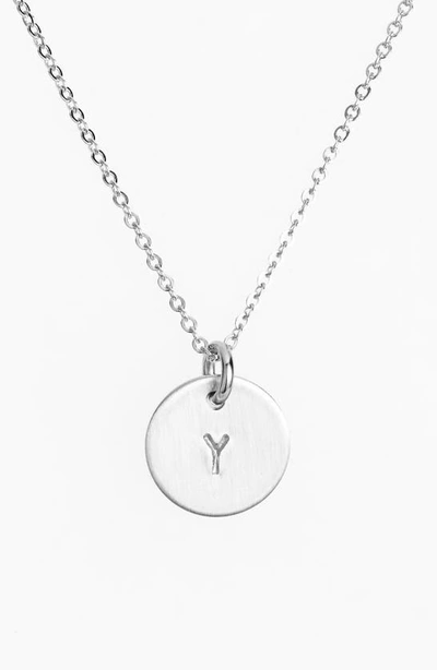 Shop Nashelle Sterling Silver Initial Mini Disc Necklace In Sterling Silver Y