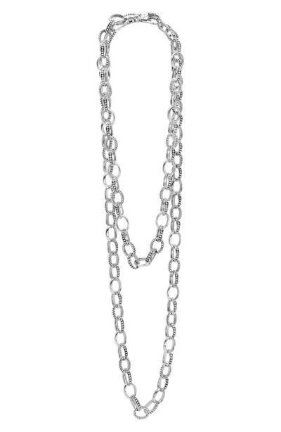 Shop Lagos 'link' Caviar Chain Necklace In Silver