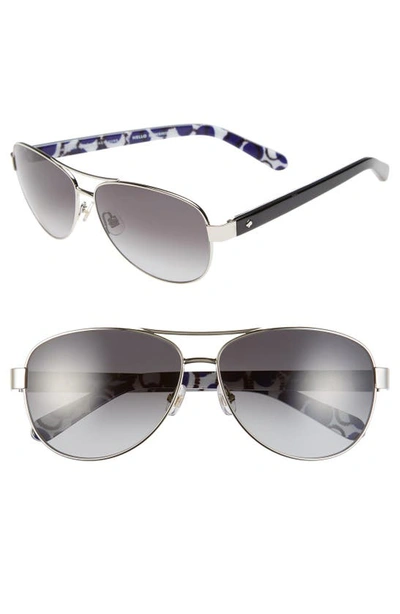Shop Kate Spade 'dalia2' 58mm Aviator Sunglasses In Silver/ Dots