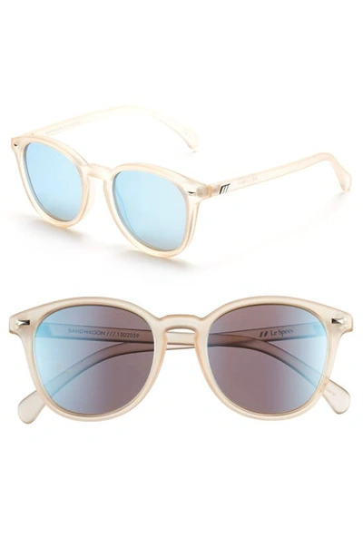 Shop Gucci Bandwagon 51mm Sunglasses In Raw Sugar/ Ice Blue Mirror
