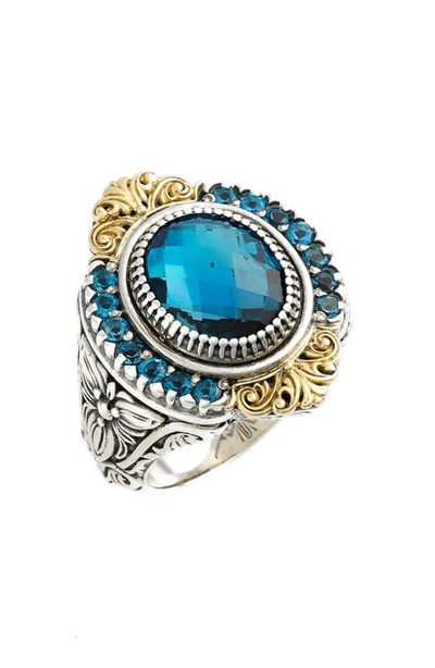 Shop Konstantino 'thalassa' Topaz Ring In Silver/ Gold/ Blue Topaz