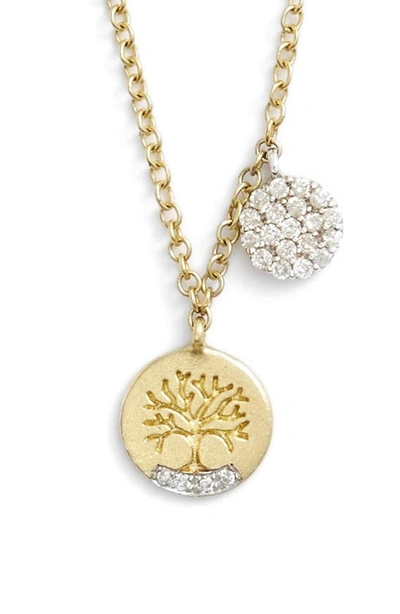 Shop Meira T Tree Of Life Diamond Pendant Necklace In Yellow Gold/ White Gold