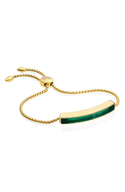 Shop Monica Vinader Baja Stone Bracelet In Yellow Gold/ Green Onyx