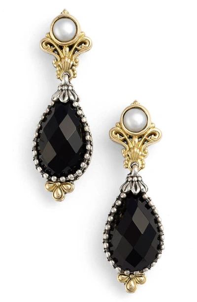 Shop Konstantino 'nykta' Pearl & Black Onyx Drop Earrings In Silver/ Gold/ Pearl