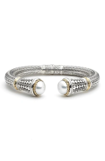 Shop Konstantino 'pearl Classics' Cuff In Silver/ Gold/ Pearl