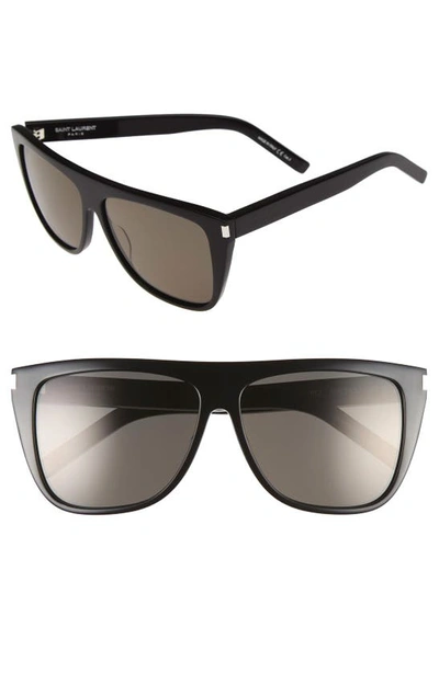 Shop Saint Laurent 59mm Sunglasses In Black/ Smoke