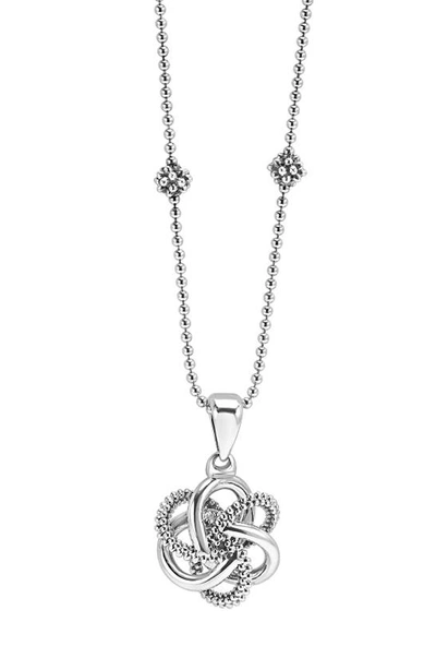 Shop Lagos Love Knot Pendant Necklace In Sterling Silver