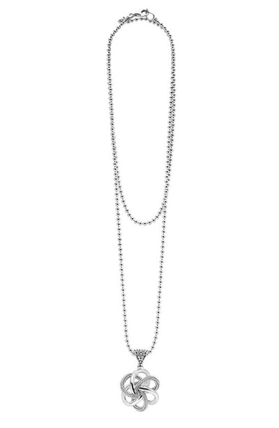 Shop Lagos Love Knot Pendant Necklace In Sterling Silver