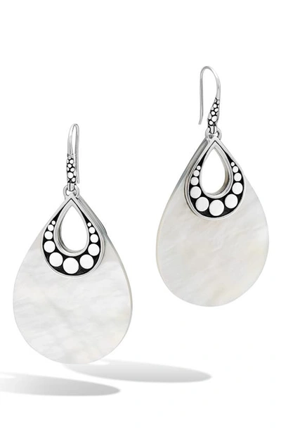 Shop John Hardy Dot Drop Earrings In Silver/ Mother Of Pearl