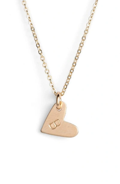 Shop Nashelle 14k-gold Fill Initial Mini Heart Pendant Necklace In Gold/ B