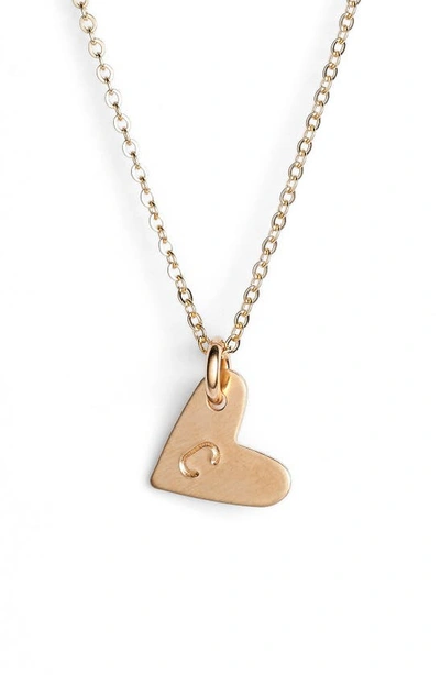 Shop Nashelle 14k-gold Fill Initial Mini Heart Pendant Necklace In Gold/ C