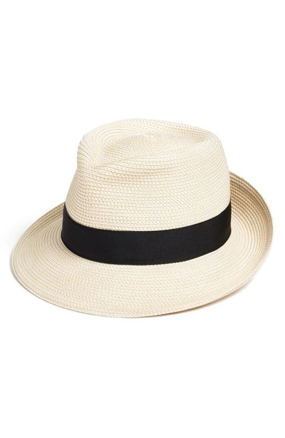 Shop Eric Javits Classic Squishee® Straw Packable Fedora Sun Hat In Cream/ Black