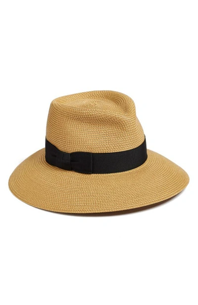 Shop Eric Javits Phoenix Packable Straw Fedora Sun Hat In Natural/ Black
