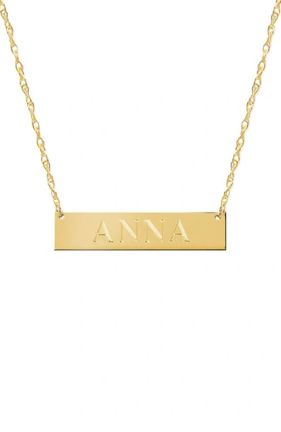 Shop Jane Basch Designs Personalized Bar Pendant Necklace In Gold