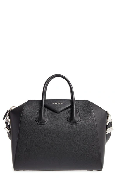 Shop Givenchy Medium Antigona Sugar Leather Satchel In Black