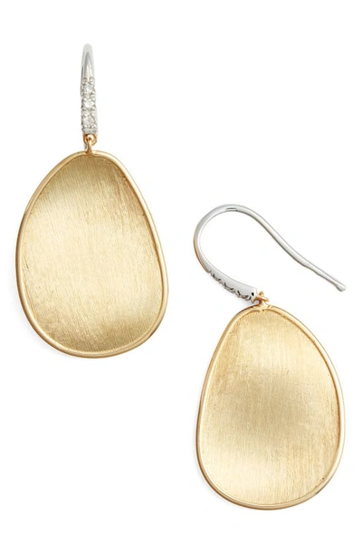Shop Marco Bicego Lunaria 18k White Gold & Diamond Medium Drop Earrings In Yellow Gold