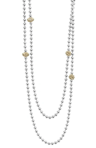 Shop Lagos 'caviar Icon' Strand Necklace In Silver/ Gold