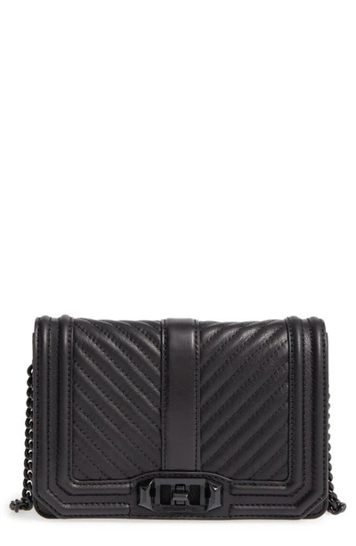 Shop Rebecca Minkoff Small Love Leather Crossbody Bag In Black/ Black Hrdwr