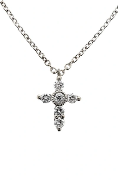 Shop Bony Levy Diamond Mini Cross Necklace In White Gold