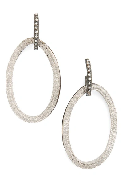 Shop Armenta Old World Midnight Frontal Hoop Diamond Earrings In Silver