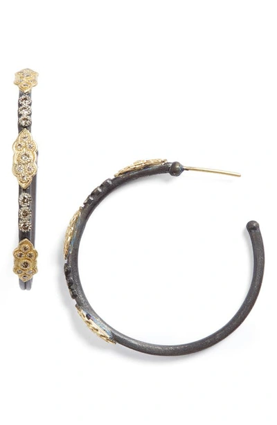 Shop Armenta Old World Diamond Hoop Earrings In Gold