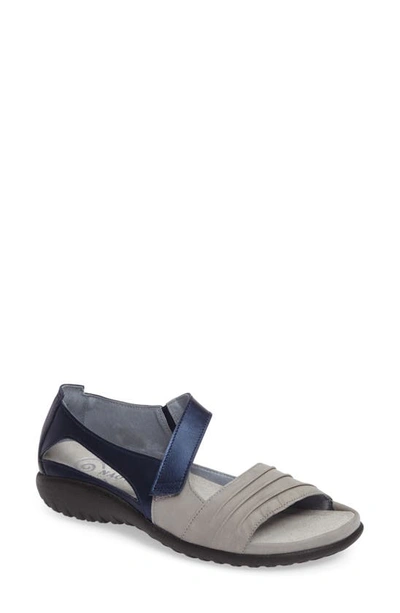 Shop Naot 'papaki' Sandal In Grey/ Blue Nubuck Leather