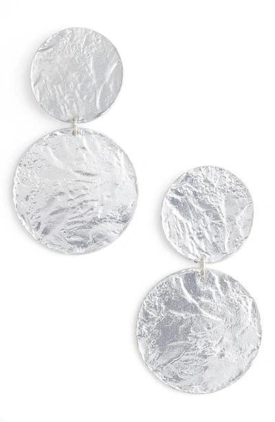 Shop Karine Sultan Large Disc Drop Earrings In Silver