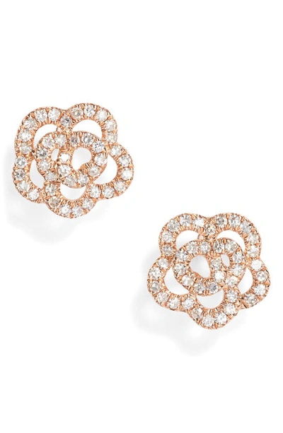 Shop Ef Collection Rose Diamond Stud Earrings In Rose Gold