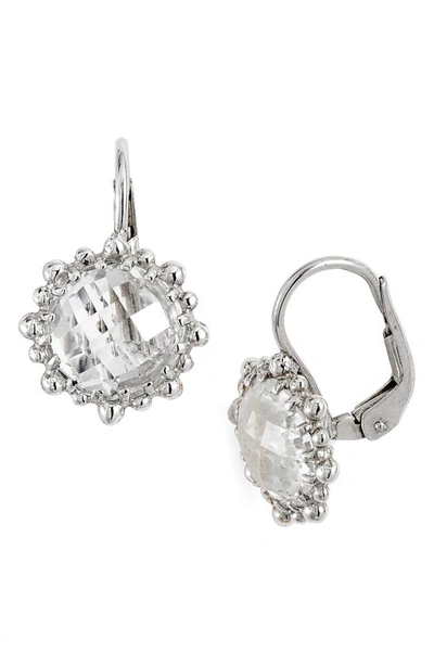 Shop Anzie Dew Drop Snowflake White Topaz Drop Earrings In Silver