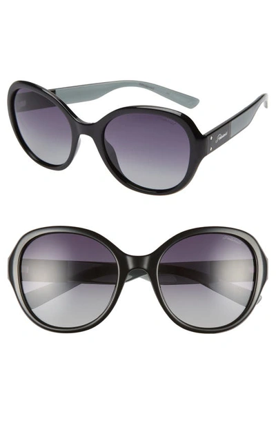 Shop Polaroid 55mm Polarized Round Sunglasses In Black